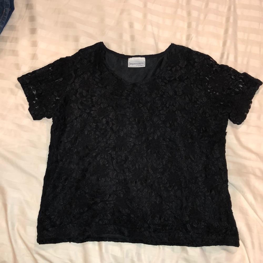 Impressions Black Lace Shirt Size Medium
